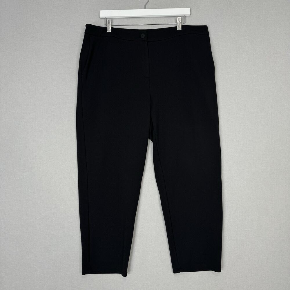 Eileen Fisher‎ Pants Womens XL Black Ponte Knit Trouser Office Travel Commute
